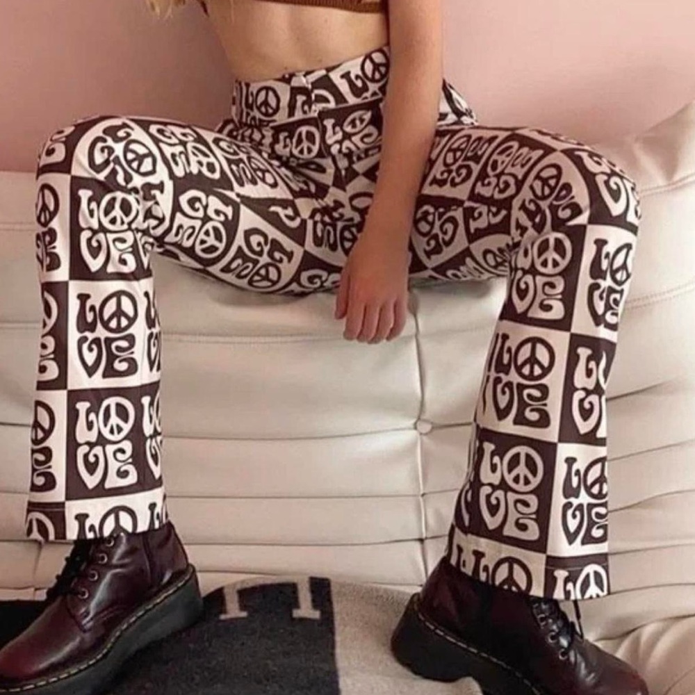 House of Sunny All You Need Is Love graphic pants